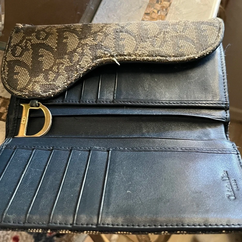 Dior trotter saddle style denim look Rehab Clutch wallet with original charm